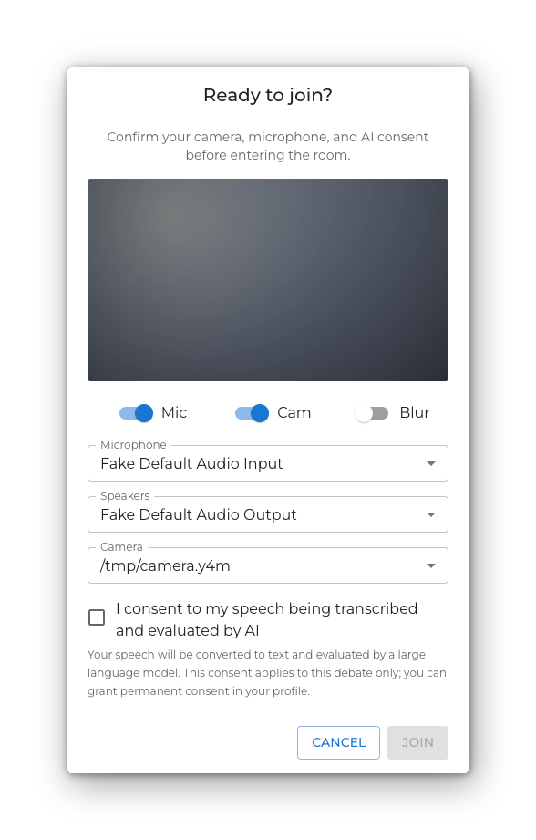 The Join-Device dialog with the AI-consent step