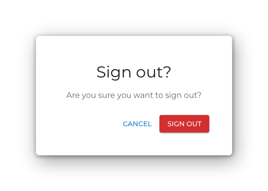 The sign-out confirmation dialog
