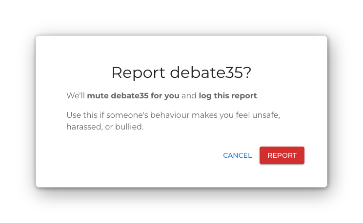The report confirmation dialog