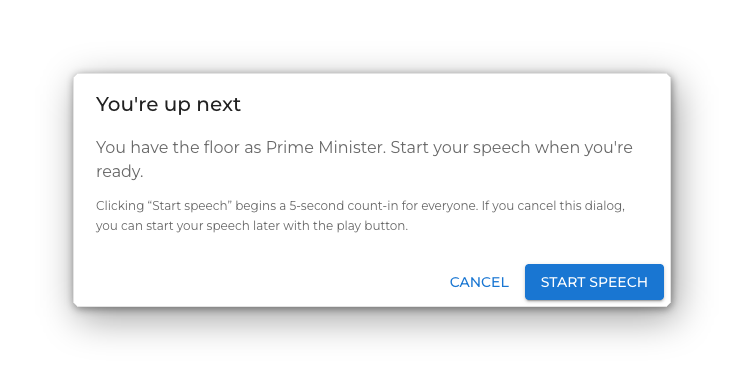 The floor holder's start-speech prompt